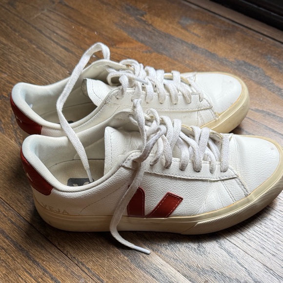 Veja Cream and Red Casual Sneakers - Picture 1 of 6